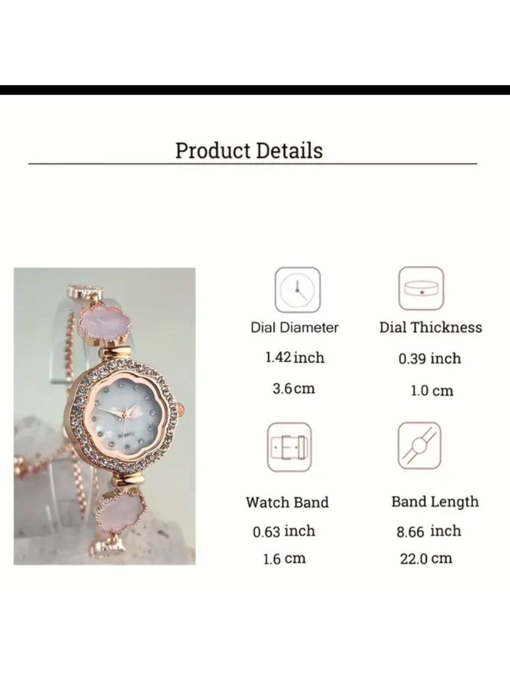 Watch, Woman’s, Niche Minimalist Temperament Flower Bracelet Watch, New - Picture 2 of 3